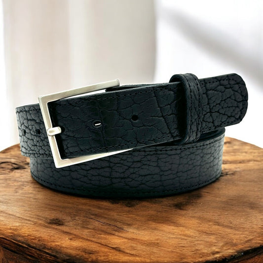 Frontier Black Bison Leather Belt 16oz