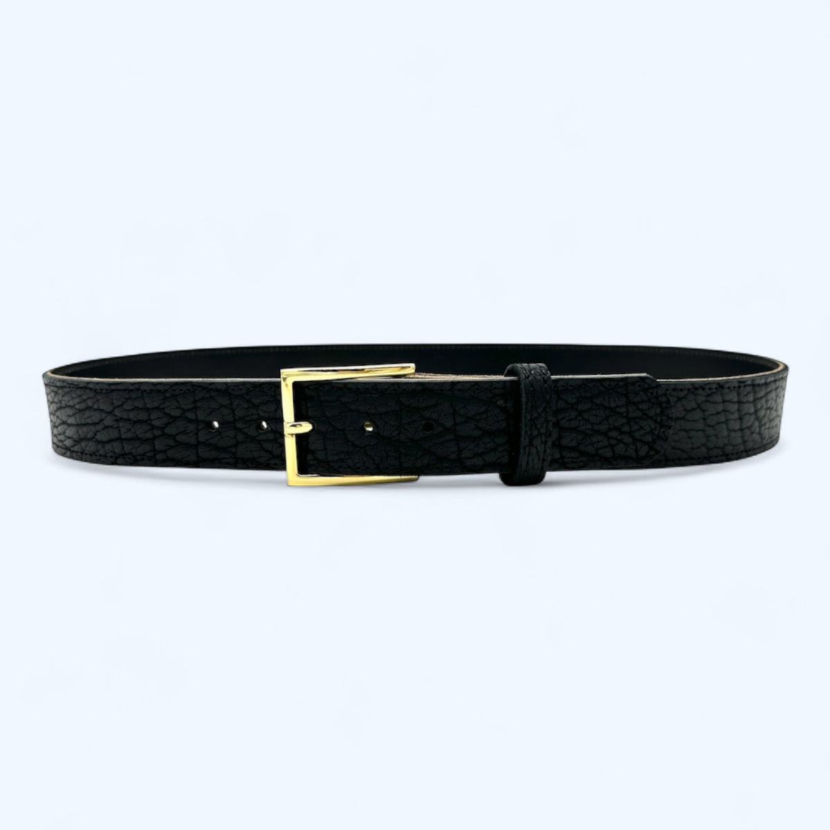Sierra Black Bison Leather Belt 1.5"