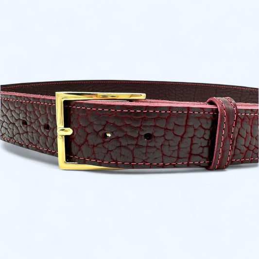 Frontier Burgundy Bison Leather Belt 16oz
