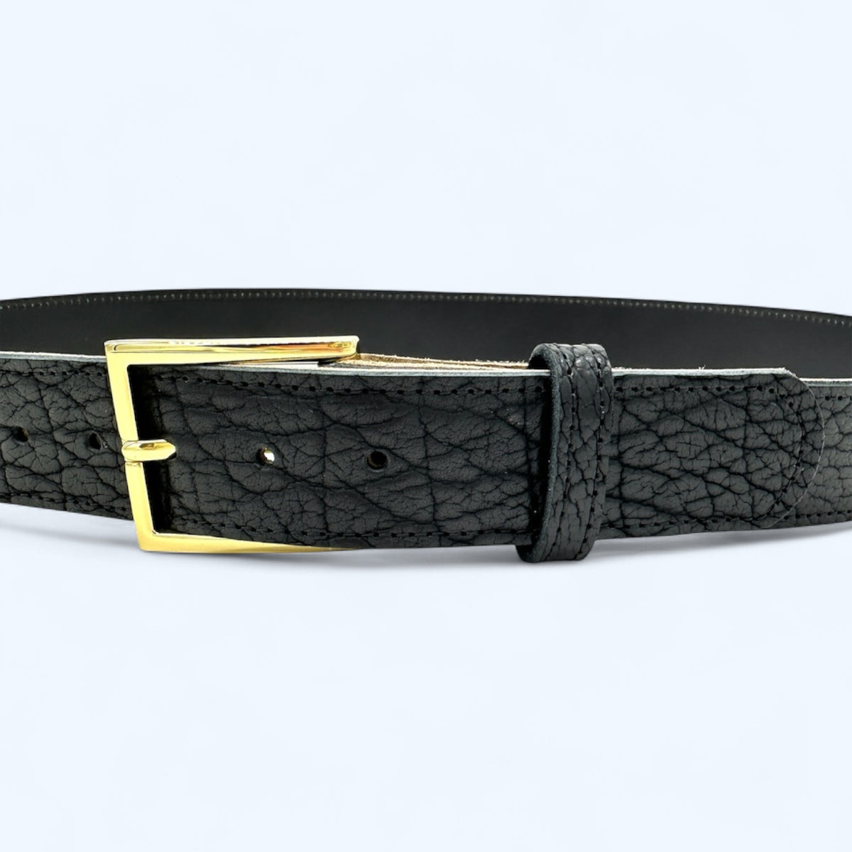 Sierra Black Bison Leather Belt 1.5"