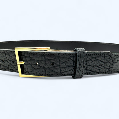 Sierra Black Bison Leather Belt 1.5"